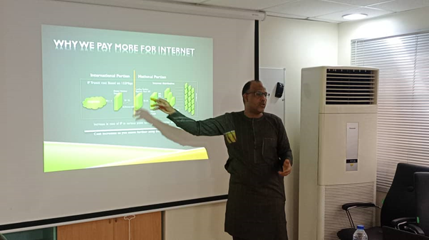 MD of Internet exchange point of Nigeria presenting at the trainning